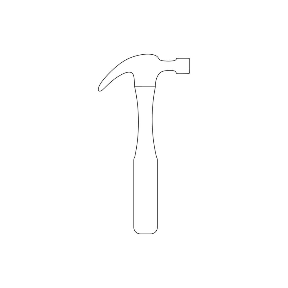 hamer met een nagelknipper geïsoleerd op een witte achtergrond. overzicht vector overzicht illustratie. gereedschap voor autoreparatie. logo voor een autoreparatiewerkplaats en een garage.