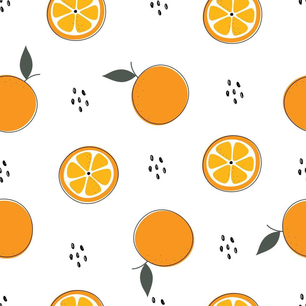 naadloze herhalend patroon oranje achtergrond, heerlijk fruit kleurrijk, handgetekende, gebruikt voor stof, textiel, vectorillustratie vector
