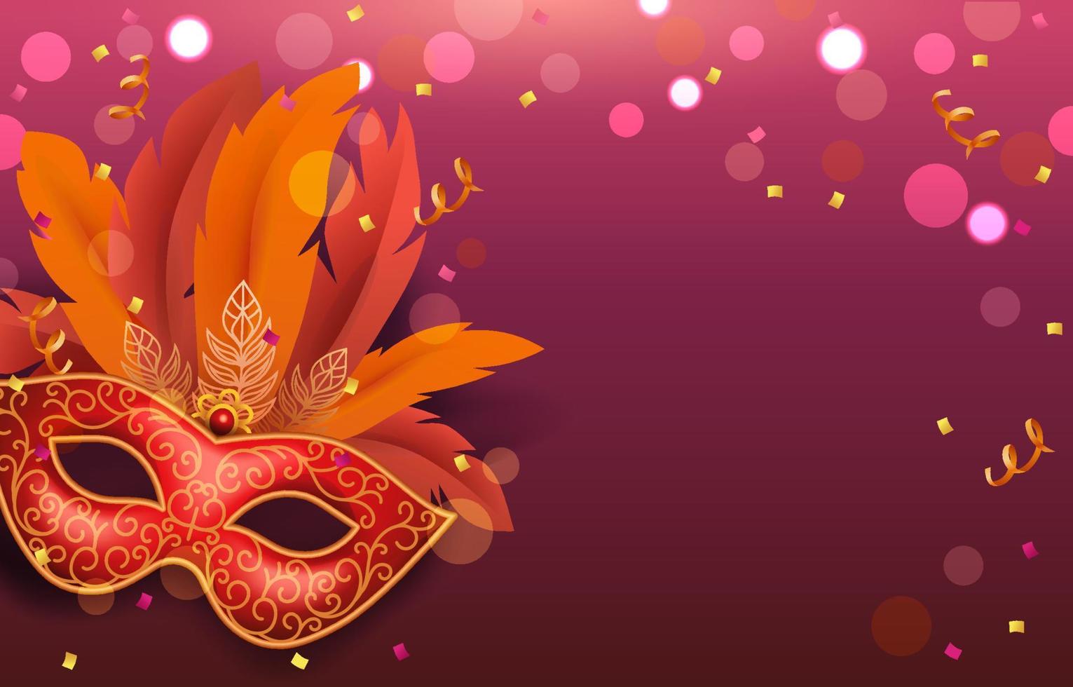 mardi gras met masker en confetti achtergrond vector