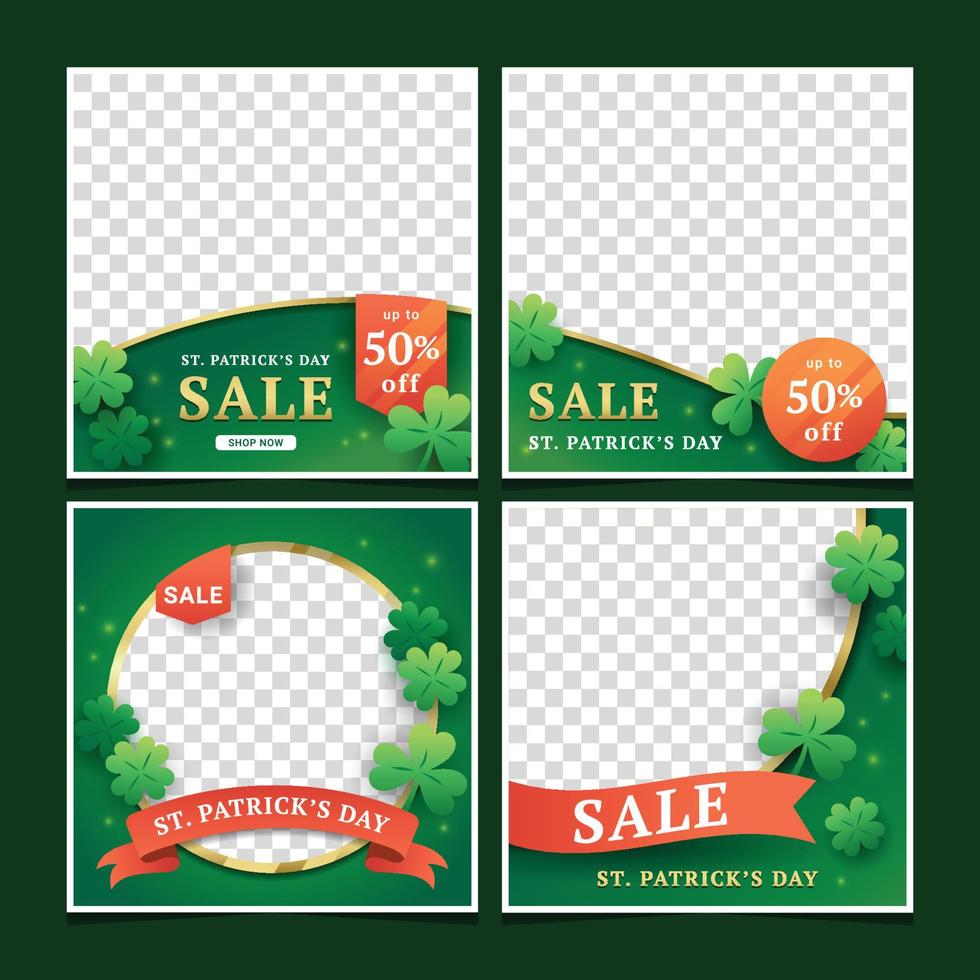 heilige patrick's day verkoop instagram postsjabloon vector