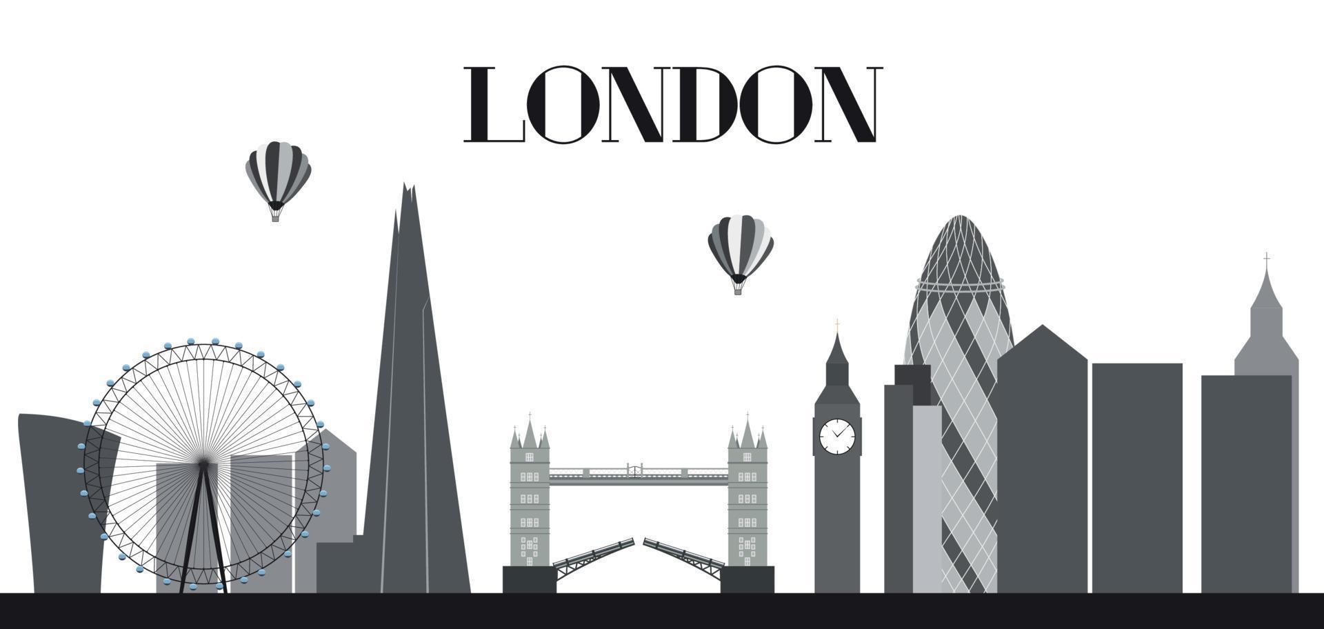 uk, silhouet Londen stad achtergrond. vectorillustratie. vector