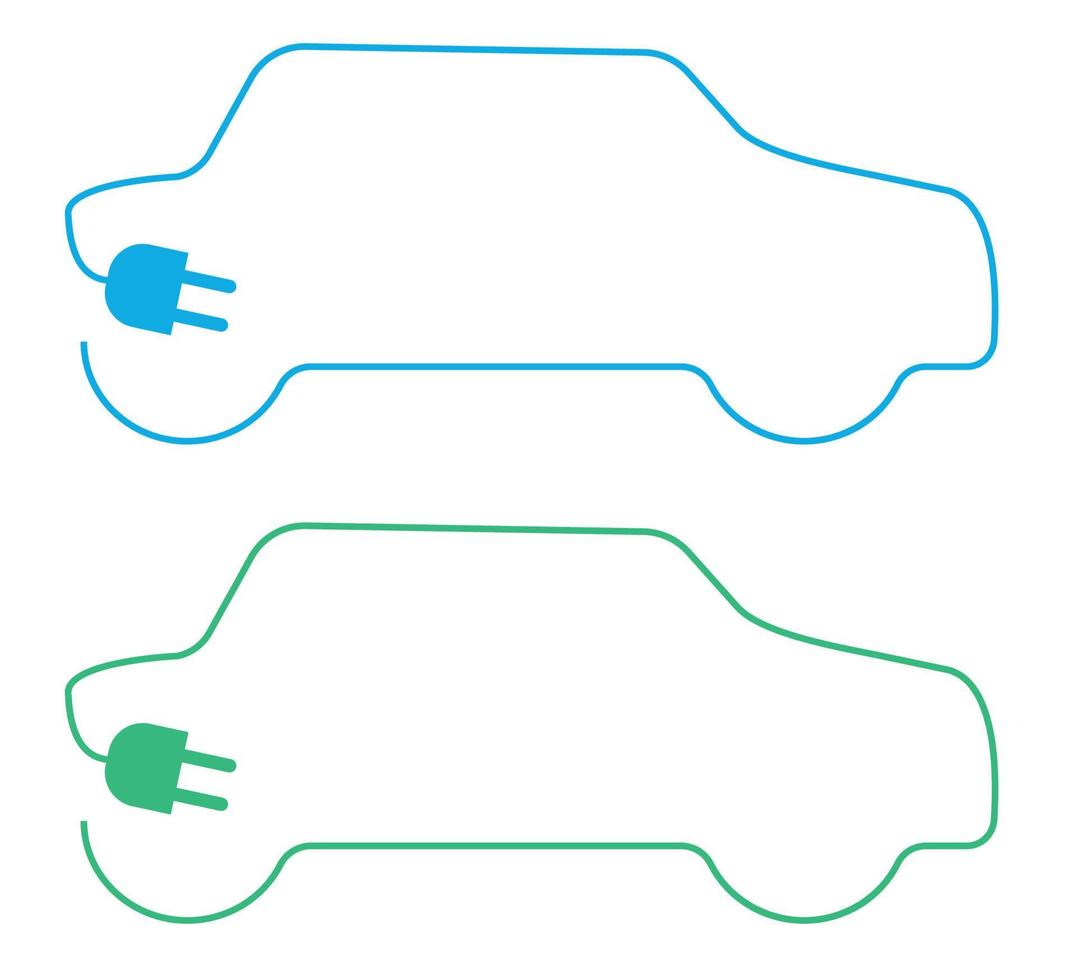 concept elektrische auto op batterijen en tankstation. vectorillustratie. vector