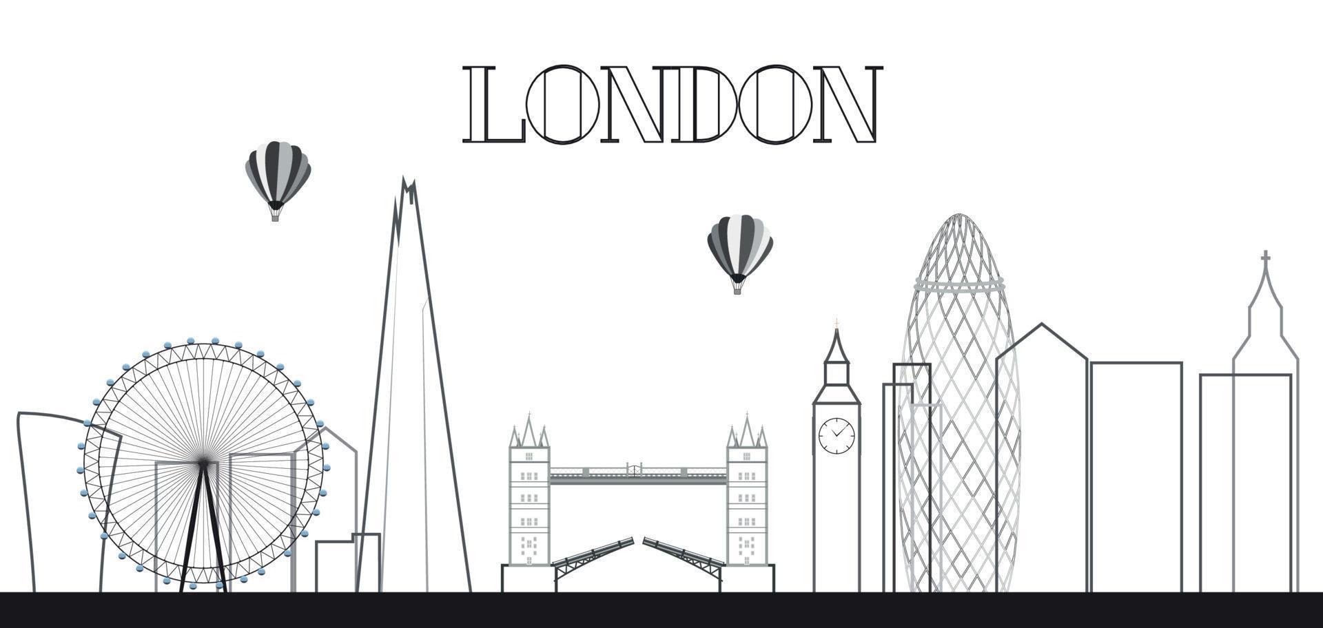 uk, silhouet Londen stad achtergrond. vectorillustratie. vector