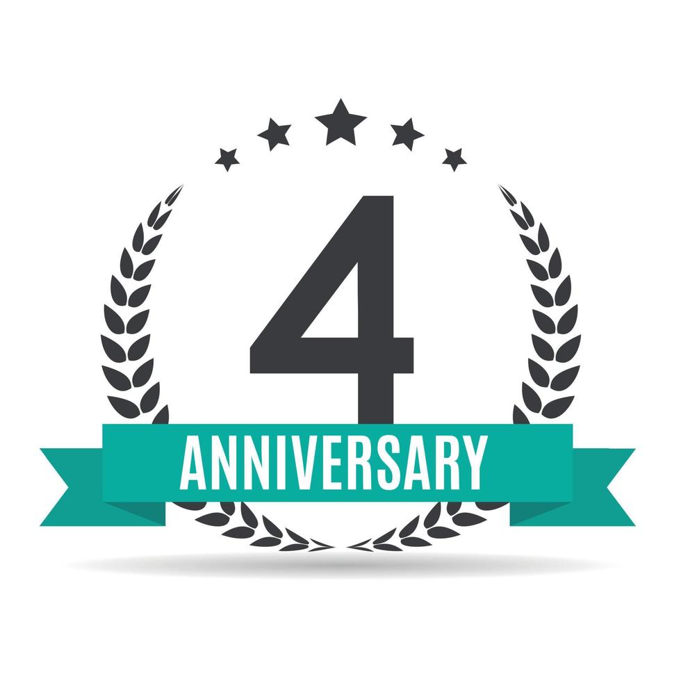 sjabloon logo 4 jaar verjaardag vectorillustratie vector