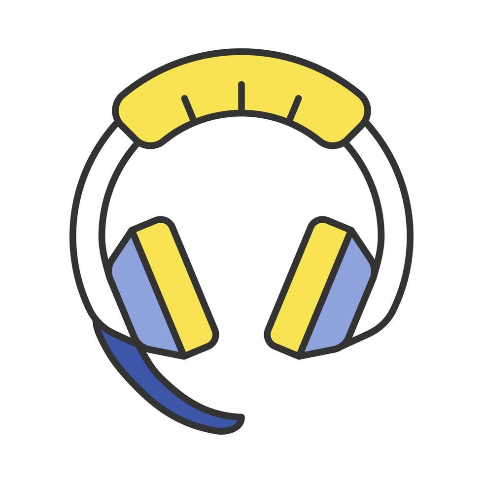 gaming headset kleur icoon. e-sportuitrusting. computer koptelefoon met microfoon. spel apparaat. geïsoleerde vectorillustratie vector