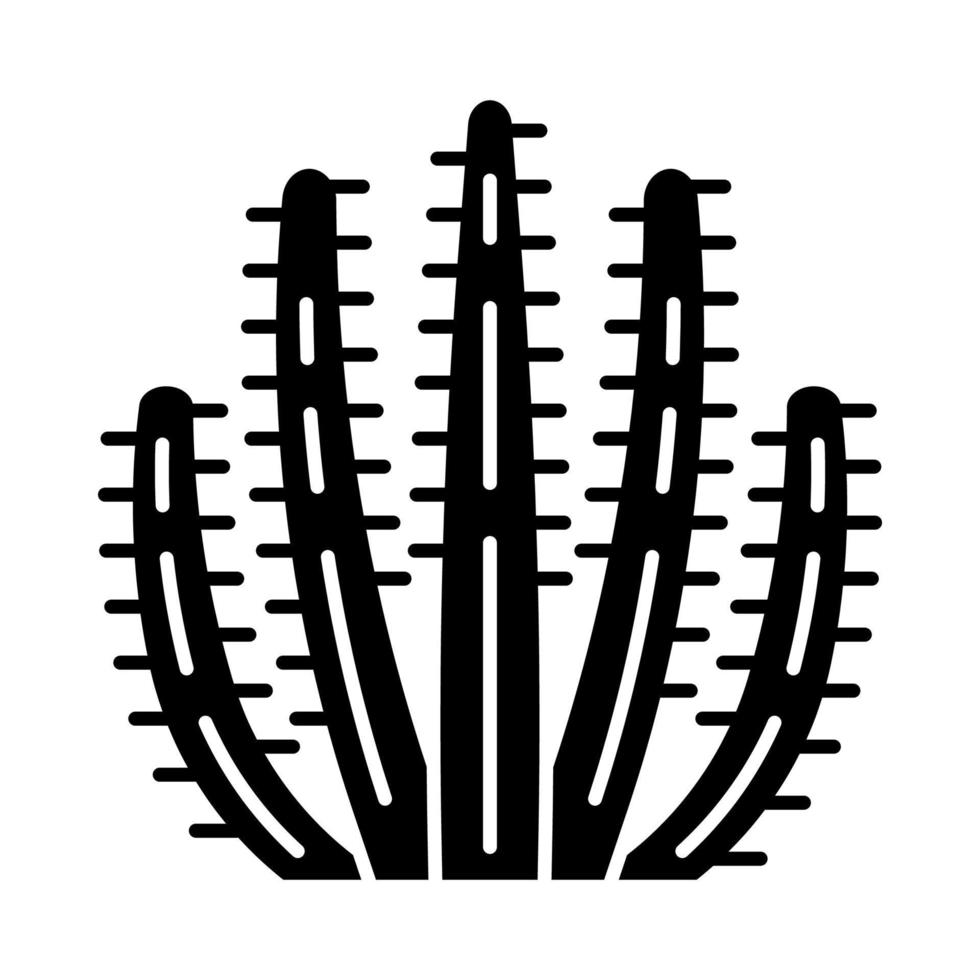 orgelpijp cactus glyph icoon. pitahaya. amerikaanse inheemse plant. tropische exotische flora. silhouet symbool. negatieve ruimte. vector geïsoleerde illustratie