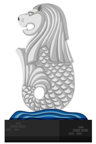 Standbeeld van merlion op witte achtergrond vector