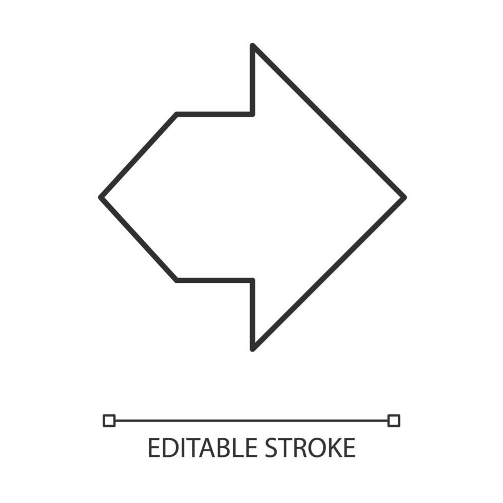 dubbele lineaire pijlpictogram. tweerichtingsnavigatiepijl. aanwijzende cursor. linker en rechter pijlpunt. beweging, volgende. dunne lijn illustratie. contour symbool. vector geïsoleerde overzichtstekening. bewerkbare streek