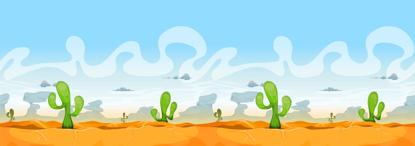 Naadloos westelijk woestijnlandschap voor Ui-spel vector