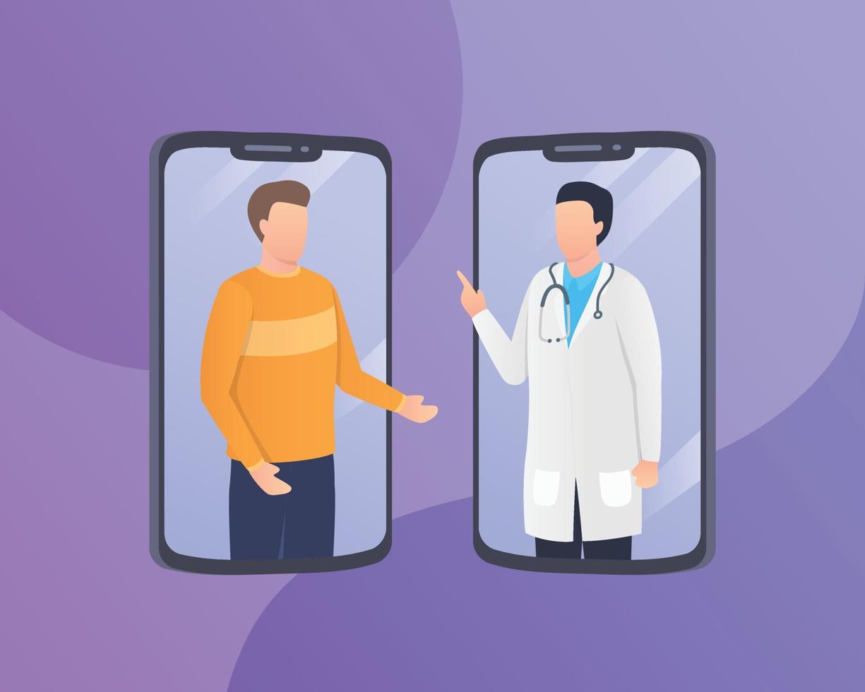 online apps overleg met patiënten en doktersgesprek met moderne platte stijl vector