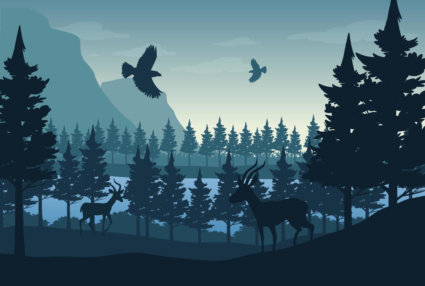 silhouet bos landschap achtergrond vector