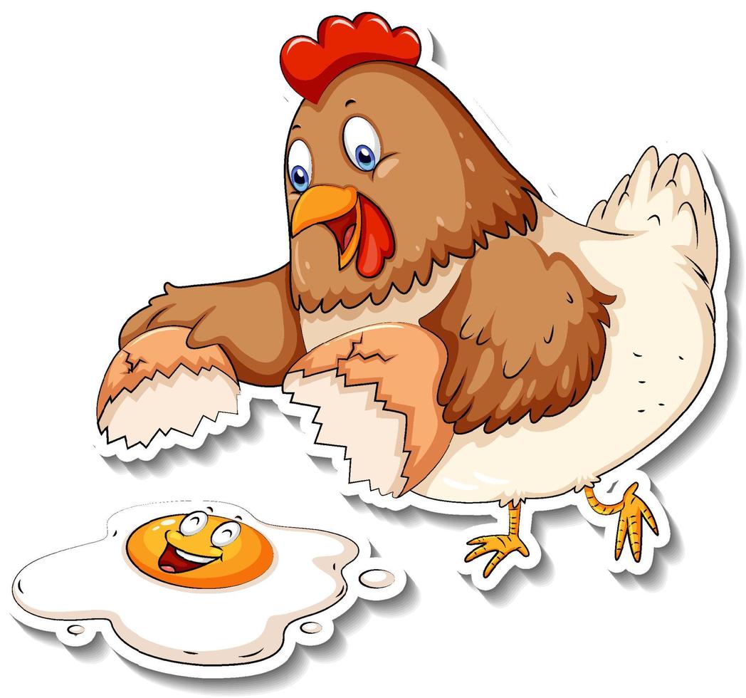 een kip dieren cartoon sticker vector