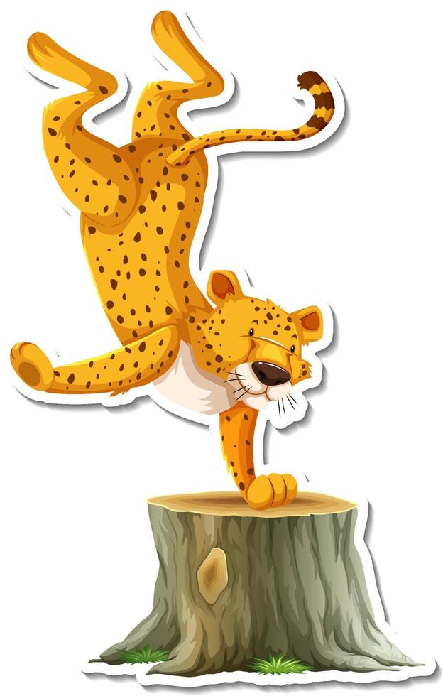 cheetah dansende stripfiguur op witte achtergrond vector