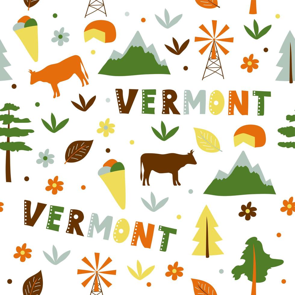 VS collectie. vectorillustratie van vermont thema. staat symbolen vector