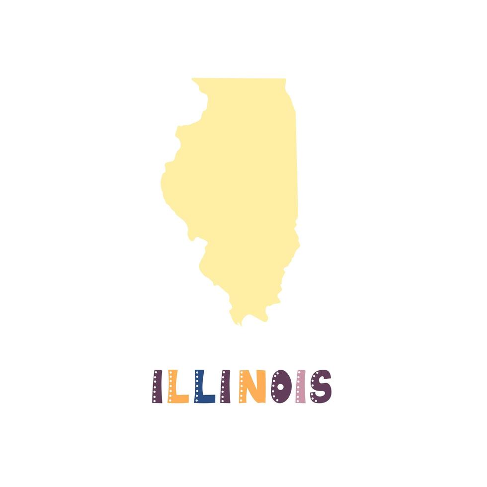 VS collectie. kaart van illinois - geel silhouet vector