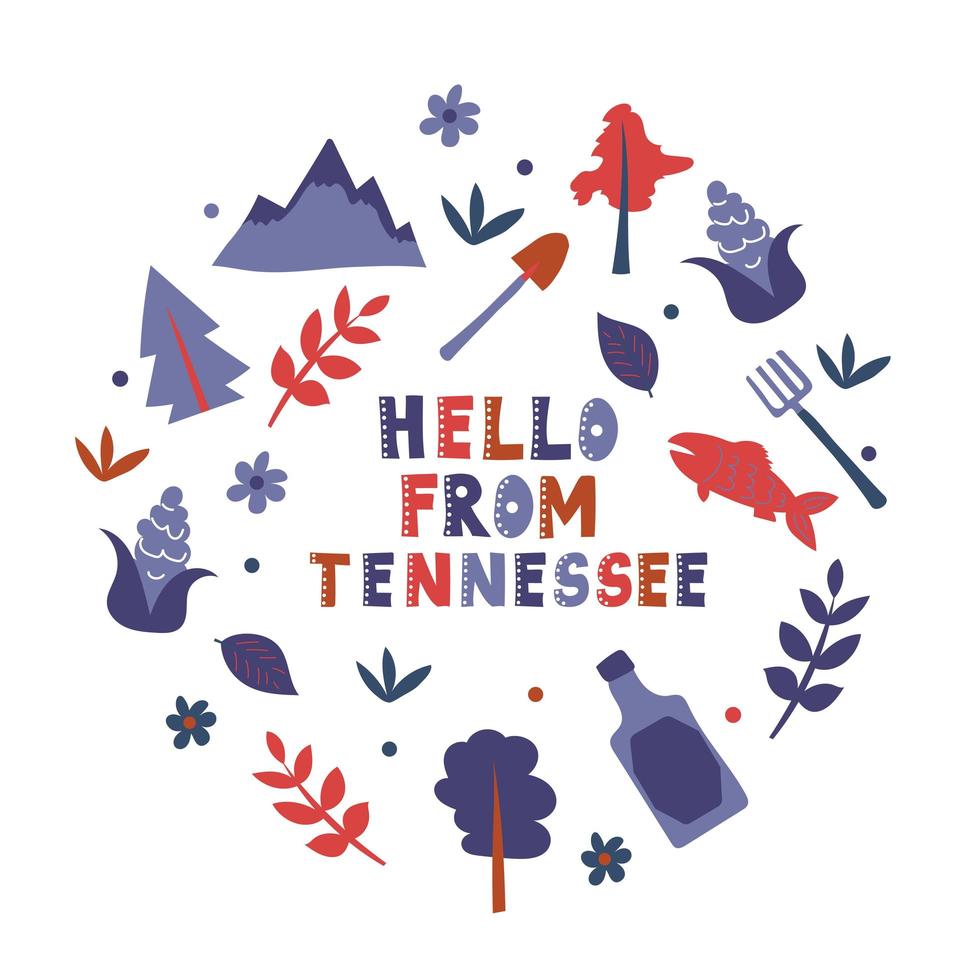 VS collectie. hallo van tennessee thema. staat symbolen vector