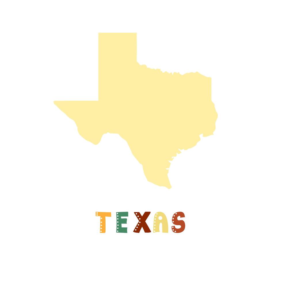 VS collectie. kaart van texas - geel silhouet vector