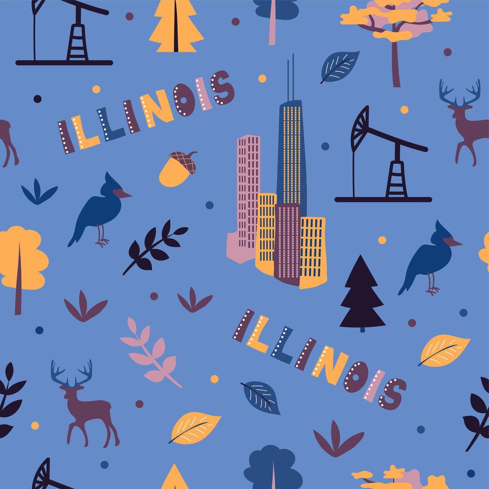 VS collectie. vectorillustratie van Illinois thema. staat symbolen vector