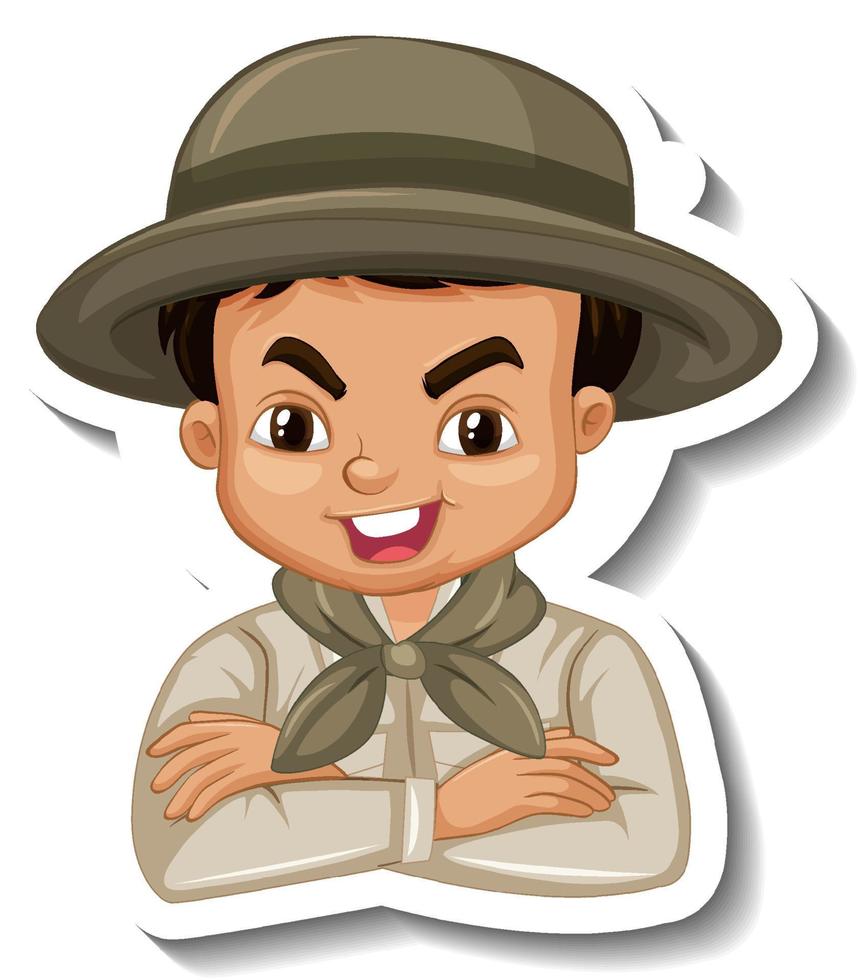 jongen in safari outfit stripfiguur sticker vector