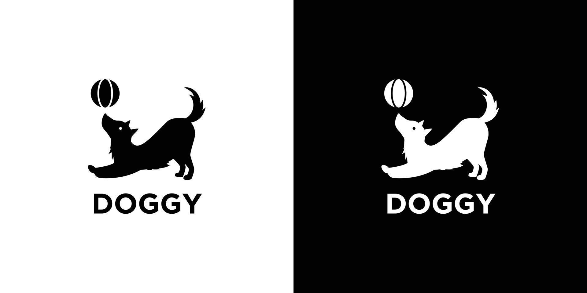 uniek en schattig speelbal hond logo-ontwerp vector