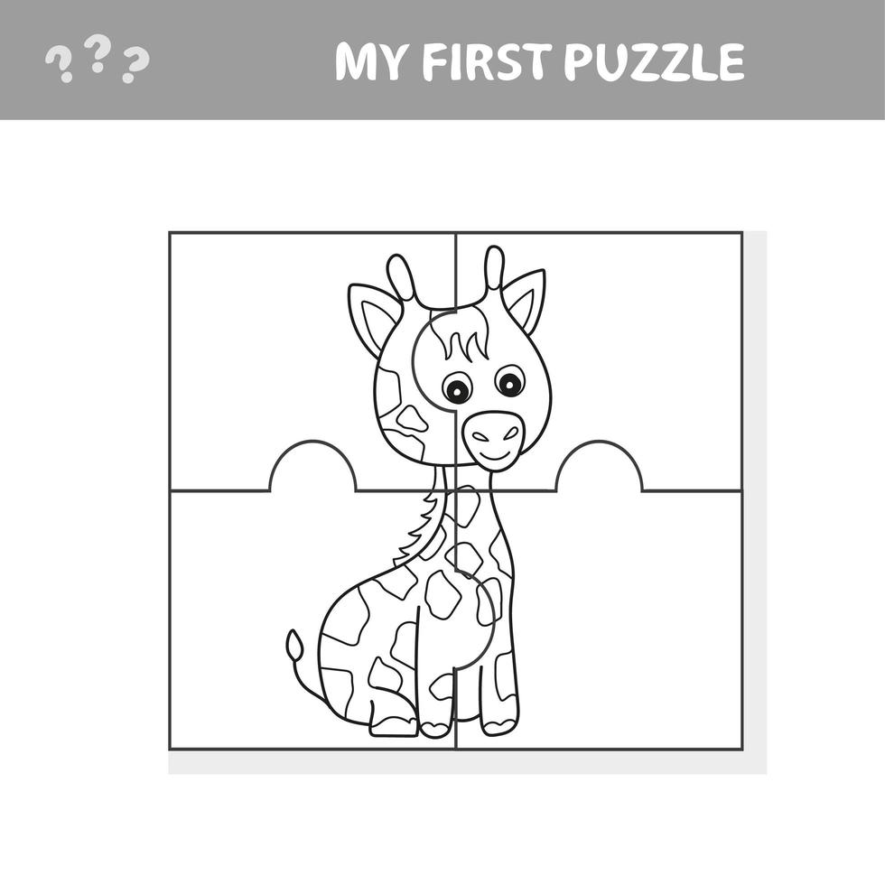 educatief papierspel voor kinderen, giraf. maak de afbeelding - mijn eerste puzzel vector