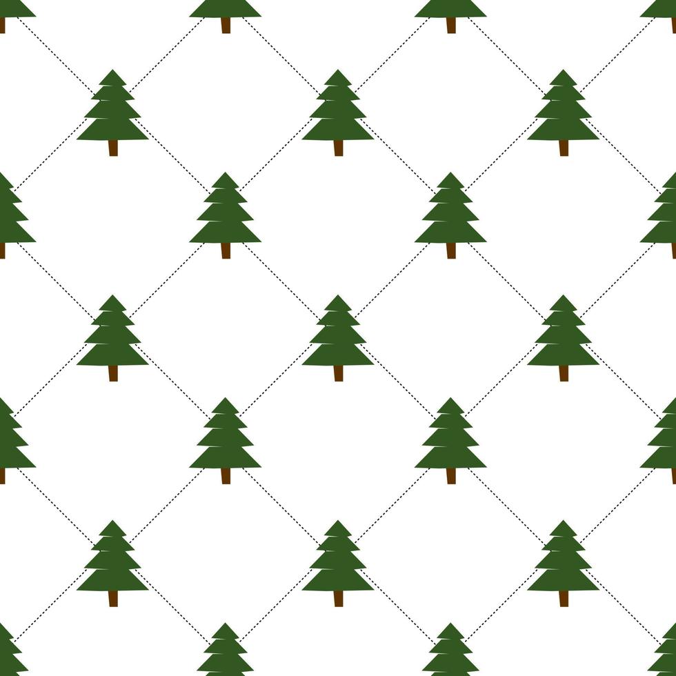 naadloos herhalingspatroon gemaakt met element zoals kerstboom en gestippelde geometrische lijnen, handgetekende vector herhalingspatroon voor textiel, stof, cadeaupapier, doeken, behang en banner.