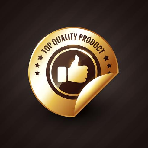 topkwaliteit product met een duim omhoog gouden labelontwerp vector