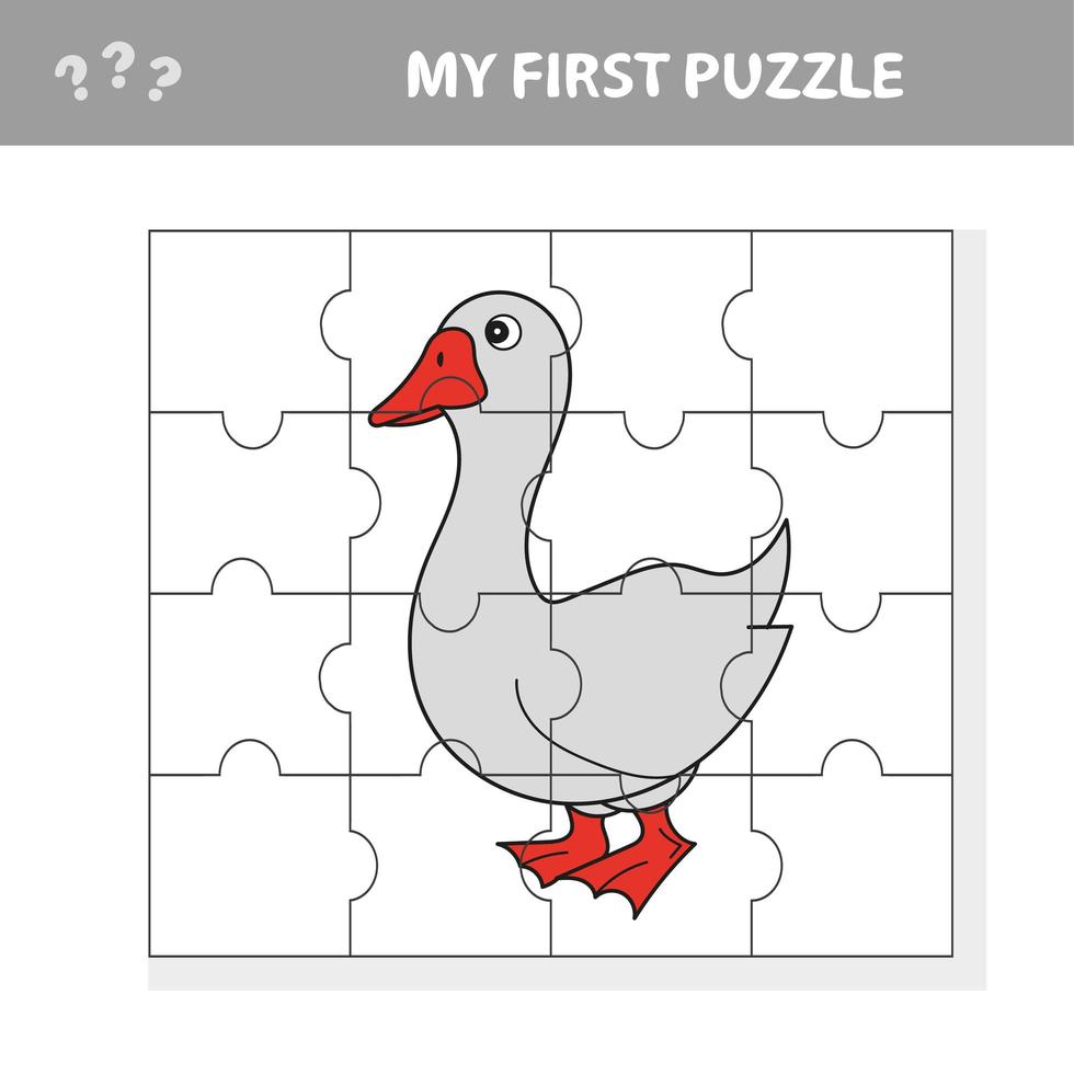 cartoon gans puzzel. vectorillustratie voor kinderen onderwijs vector