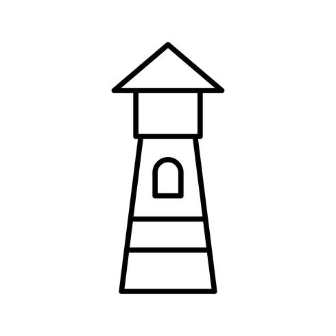 Vuurtoren lijn zwart pictogram vector