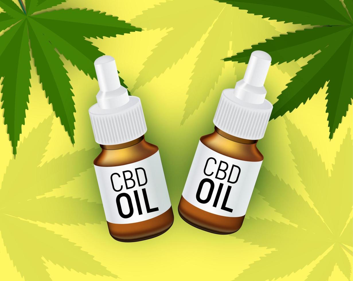 cbd-olieproducten, cannabisolie voor medische en cosmetische doeleinden.vectorillustratie vector