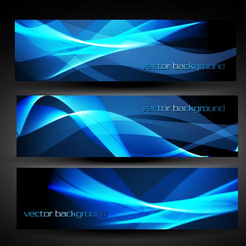 vector blauwe abstracte banner set 2