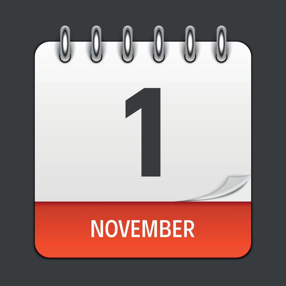 1 november dagelijkse kalenderpictogram. vector illustratie embleem. element van ontwerp voor decoratie kantoordocumenten en toepassingen. logo van dag, datum, maand en feestdag