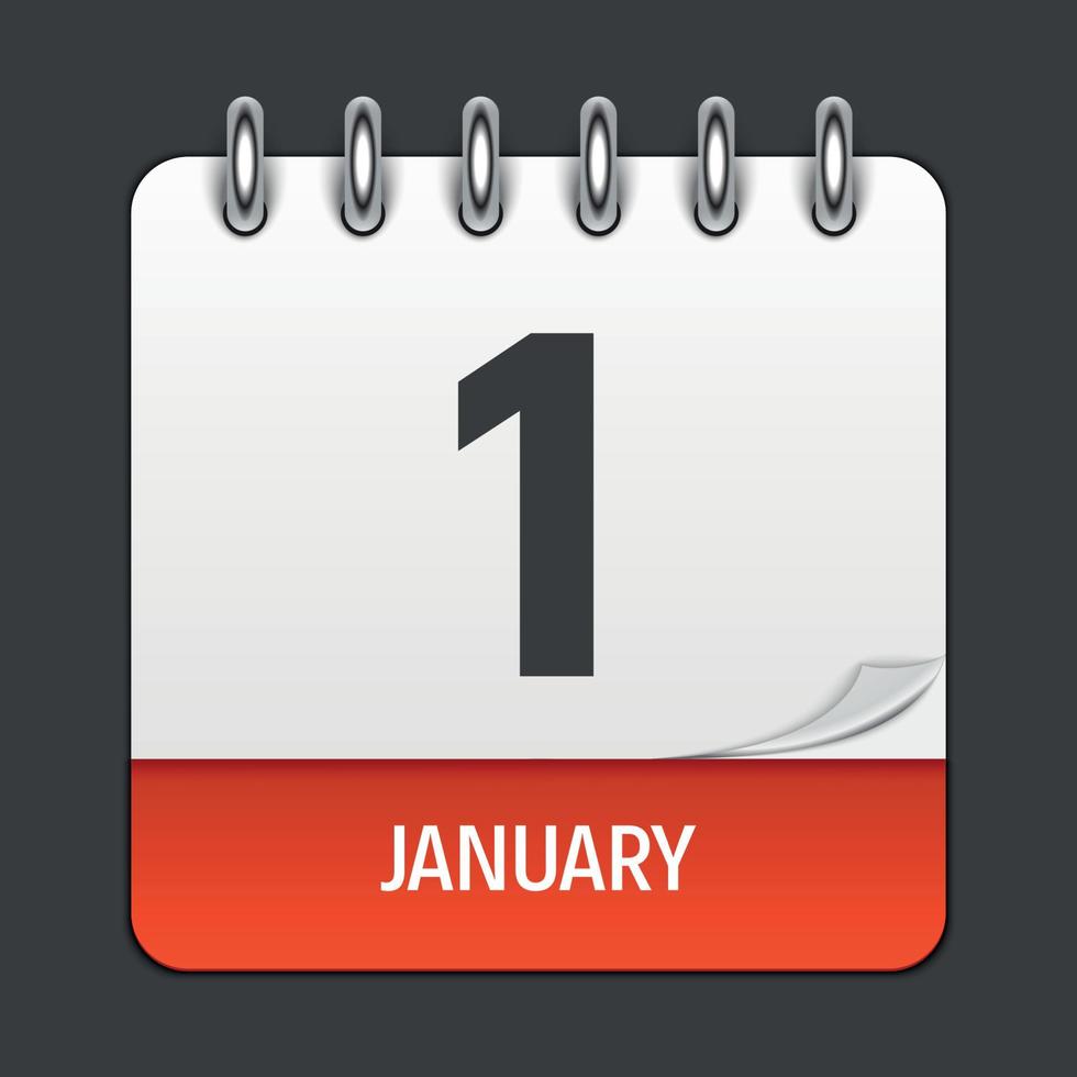 1 januari dagelijkse kalenderpictogram. vector illustratie embleem. element van ontwerp voor decoratie kantoordocumenten en toepassingen. logo van dag, datum, maand en vakantie. Nieuwjaar