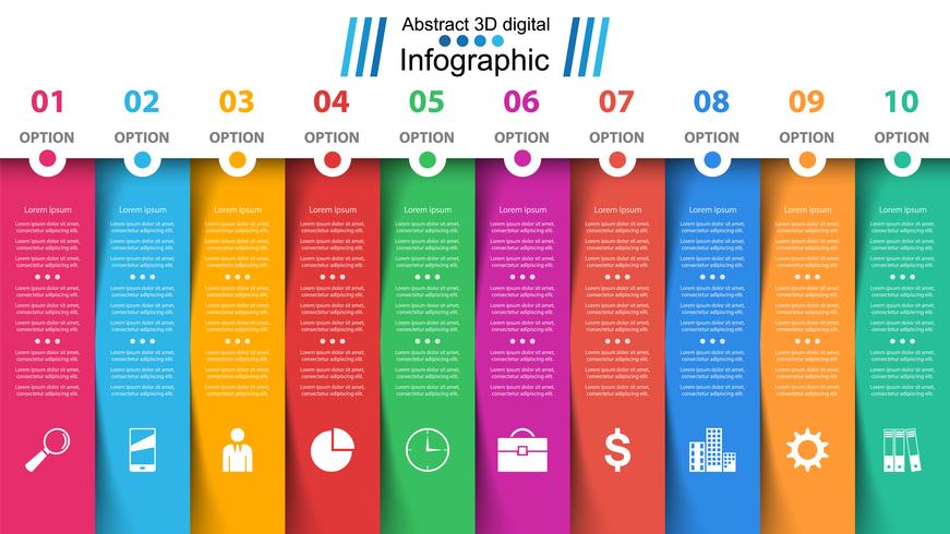 Zakelijke papr infographic. Tien items. vector