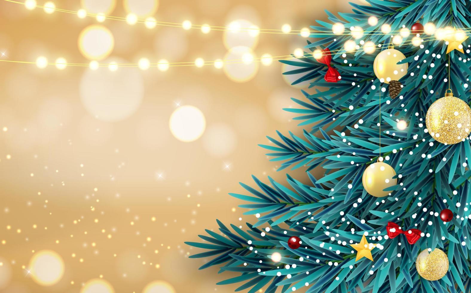 abstracte vakantie nieuwjaar en merry christmas achtergrond met realistische kerstboom. vector illustratie