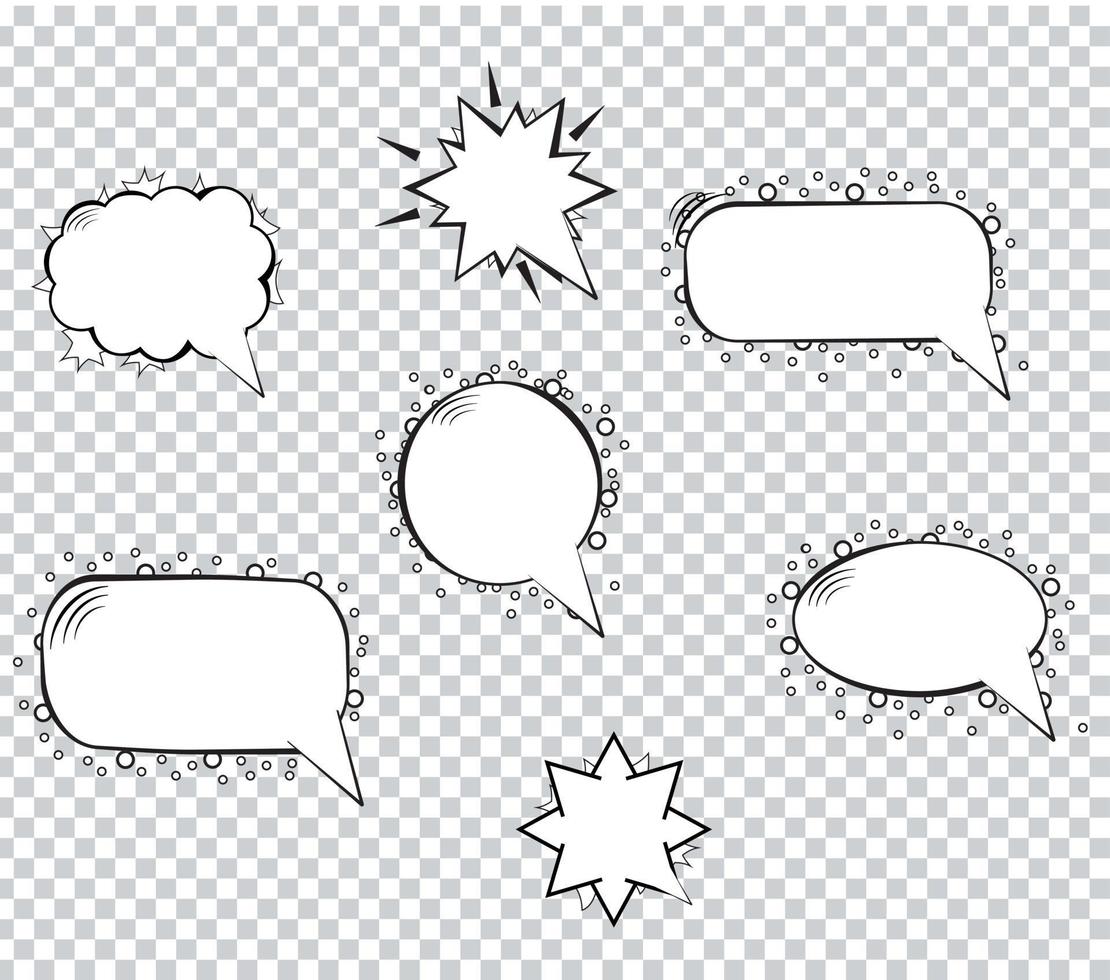 verscheidenheid aan cartoon tekstballonnen op transparante achtergrond. vectorillustratie. vector