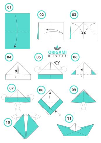 Origami schip. DIY papier origami. vector