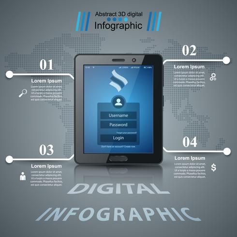 Zakelijke infographic. Digitaal tabletpictogram. vector