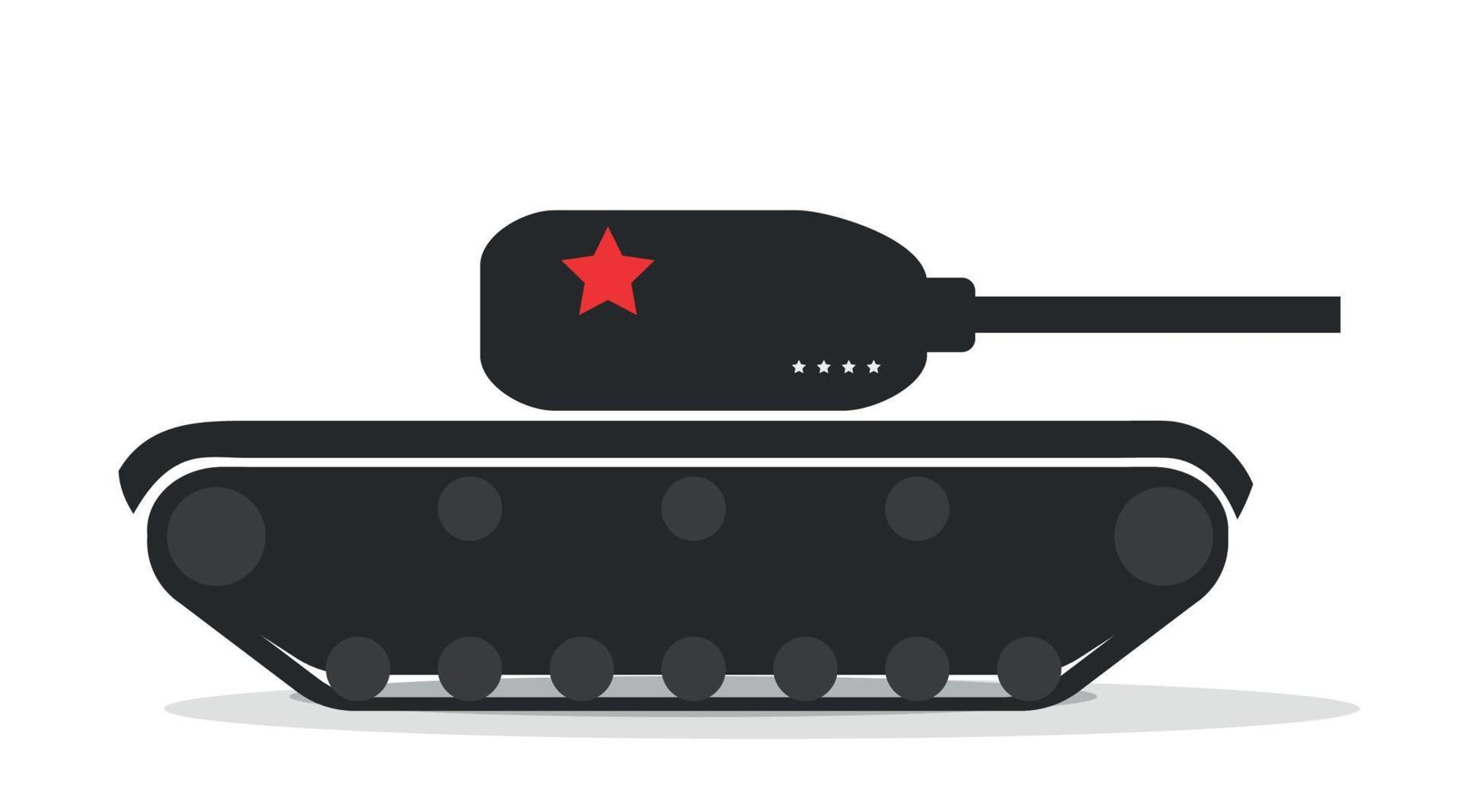 silhouet van een militaire tank met sterren. vector illustratie