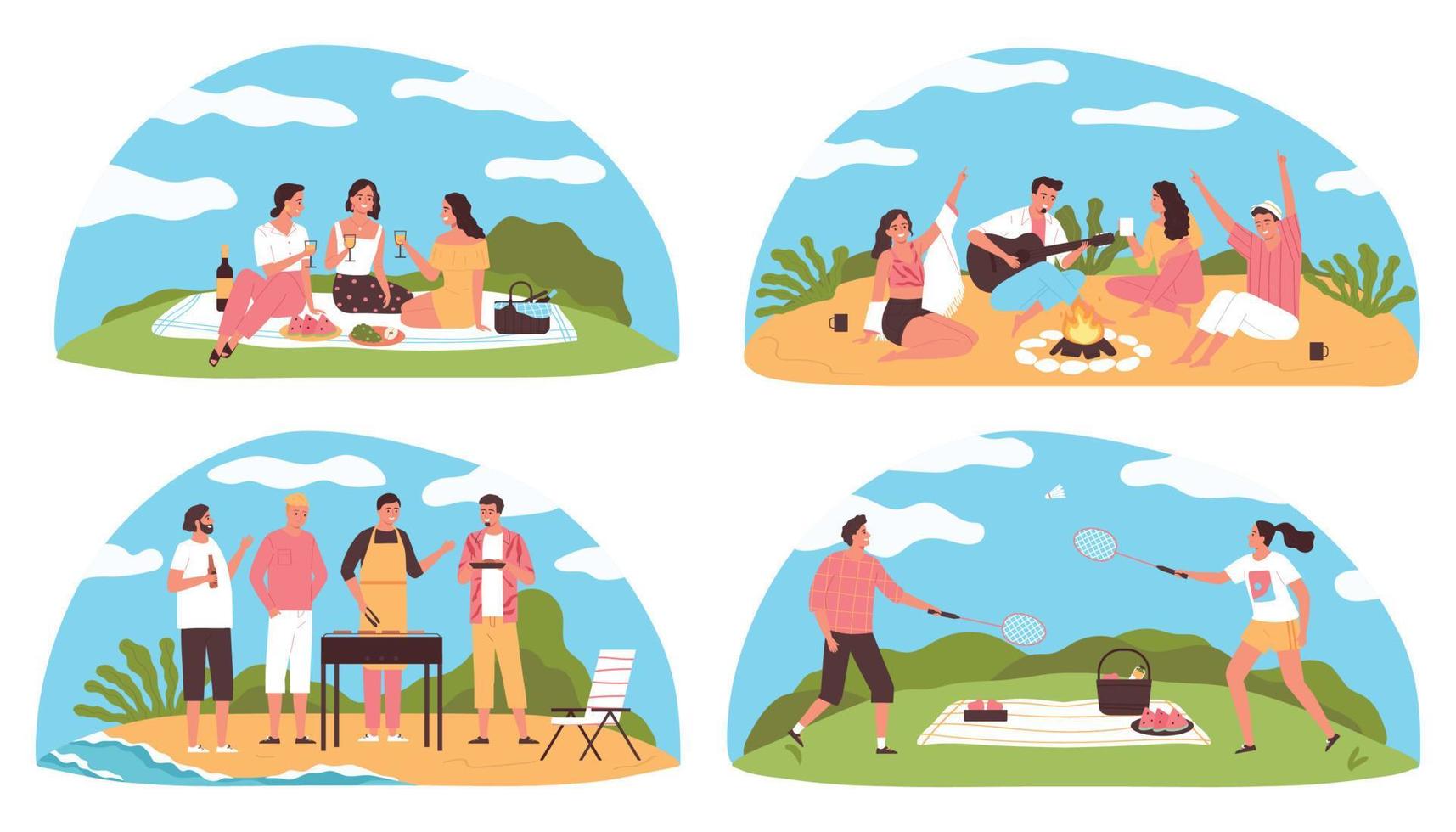 barbecue platte set vector