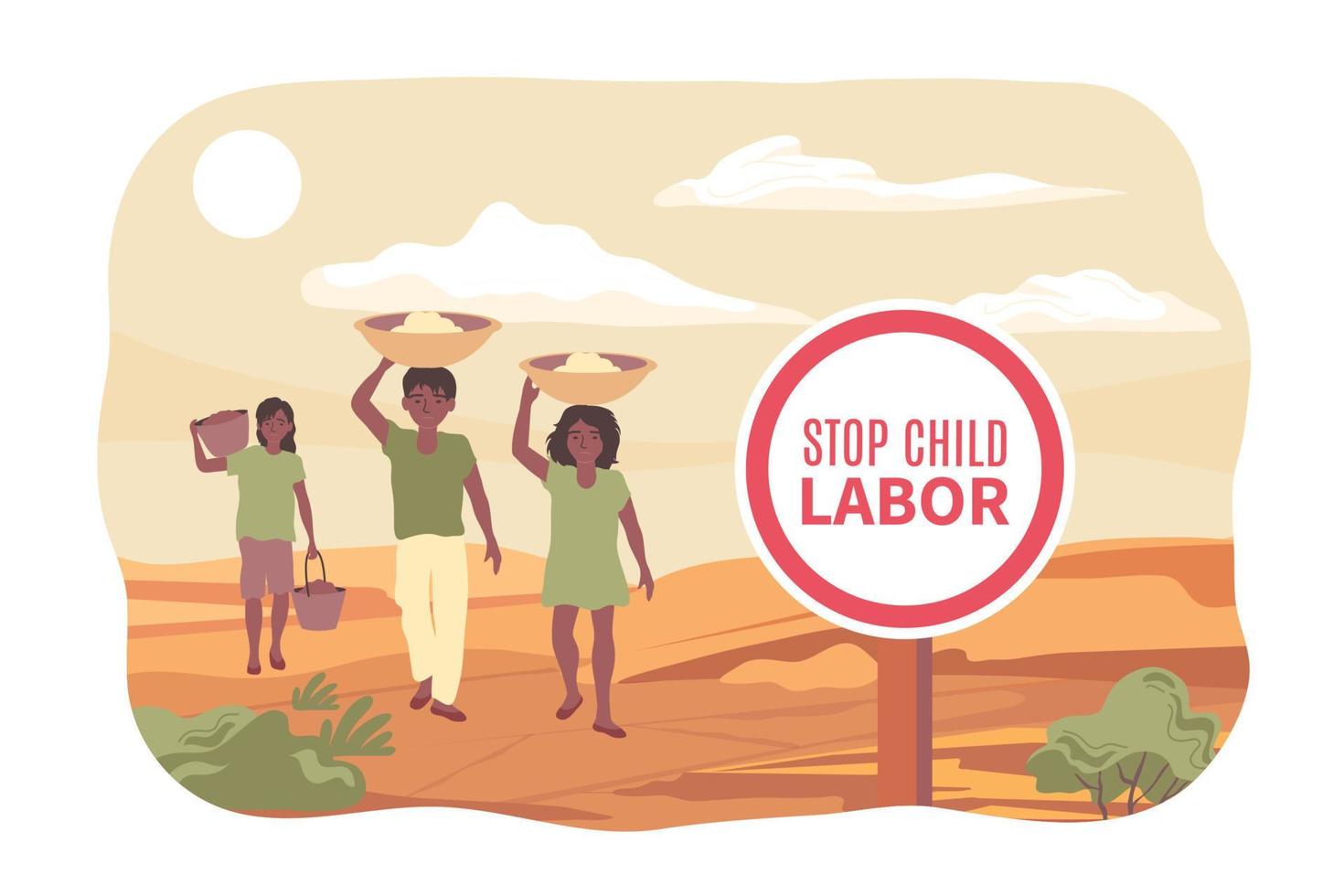 stop kinderarbeid poster vector