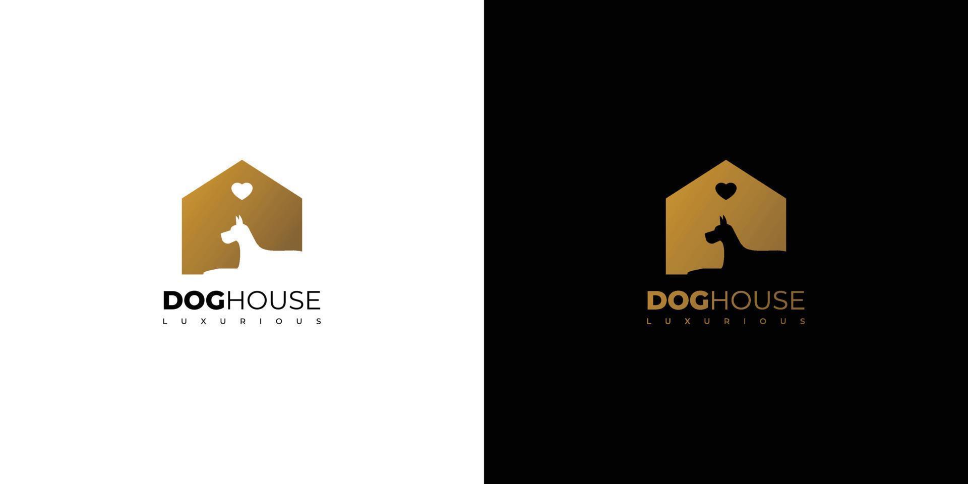 luxueus en aantrekkelijk logo-ontwerp voor hondenhok vector