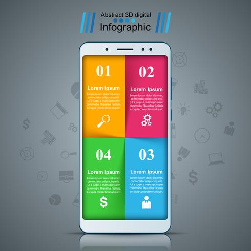 Digitaal gadget, infographic smartphonegebied. vector