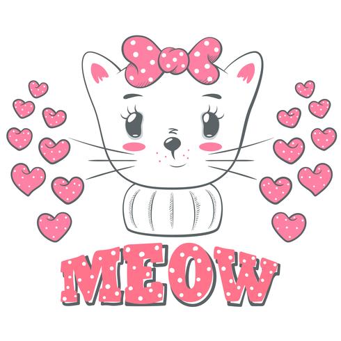 Leuke, mooie liefde kat illustratie. vector