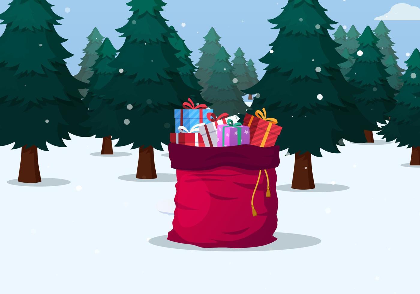 kerstcadeauzakje in sneeuwillustratie vector