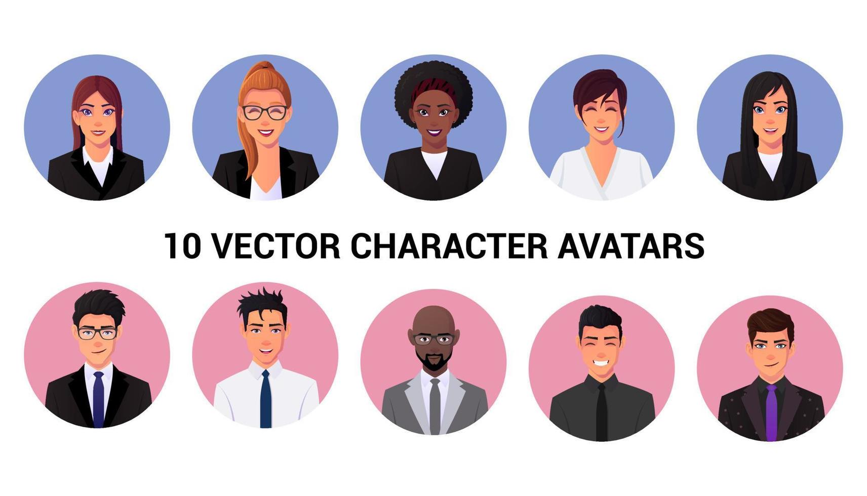 set van verschillende zakenmannen en zakenvrouwen karakter avatar. mensen portretten en profiel vector