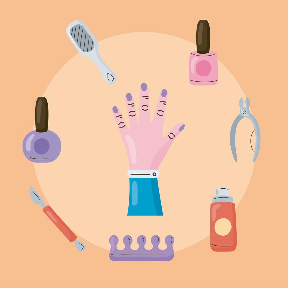 acht manicure-items vector