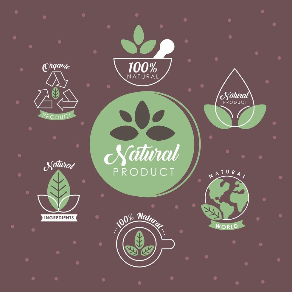 zeven natuurlijke labels vector