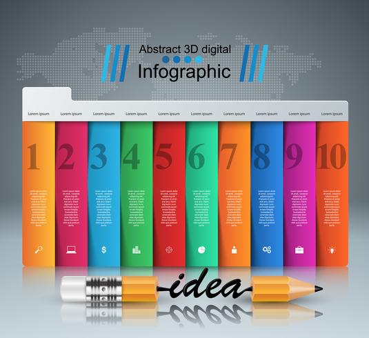 Potlood, idee - infographic zakenonderwijs. vector