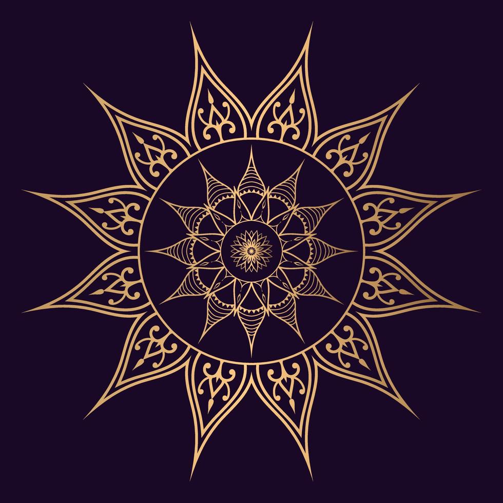 goud en blauw kleur luxe sier mandala achtergrondontwerp voor print, poster, dekking, brochure, flyer vector